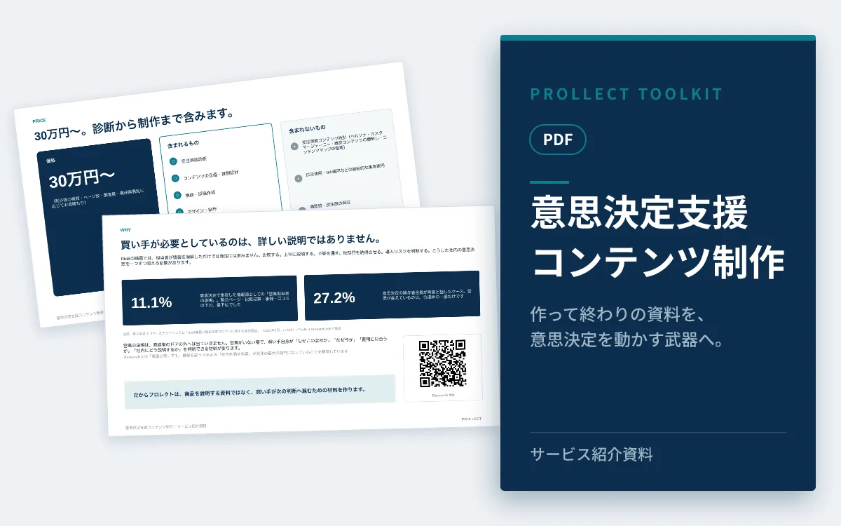 『意思決定支援コンテンツ制作 サービス紹介資料』の表紙イメージ